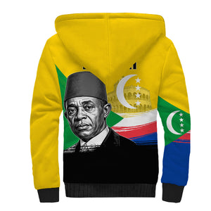 Personalized Comoros Independence Day Sherpa Hoodie Ahmed Abdallah Vintage Portrait Sketch
