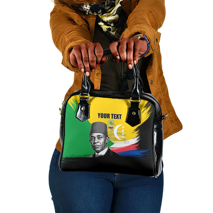 Personalized Comoros Independence Day Shoulder Handbag Ahmed Abdallah Vintage Portrait Sketch