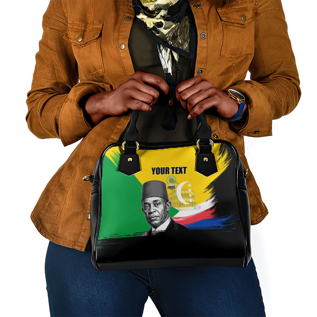 Personalized Comoros Independence Day Shoulder Handbag Ahmed Abdallah Vintage Portrait Sketch