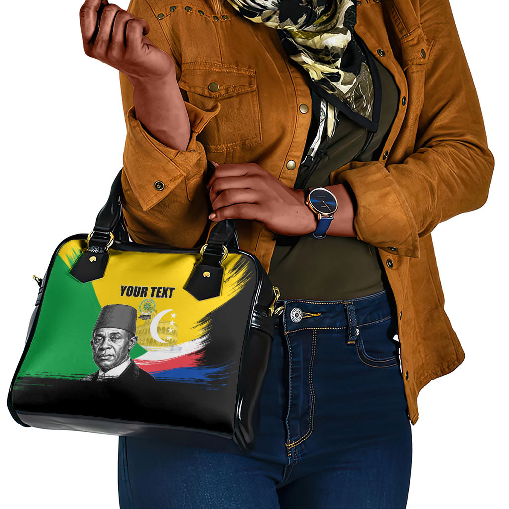 Personalized Comoros Independence Day Shoulder Handbag Ahmed Abdallah Vintage Portrait Sketch