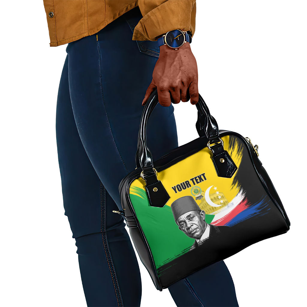 Personalized Comoros Independence Day Shoulder Handbag Ahmed Abdallah Vintage Portrait Sketch