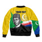 Personalized Comoros Independence Day Sleeve Zip Bomber Jacket Ahmed Abdallah Vintage Portrait Sketch