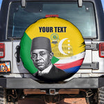 Personalized Comoros Independence Day Spare Tire Cover Ahmed Abdallah Vintage Portrait Sketch