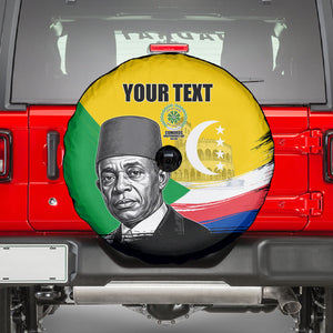 Personalized Comoros Independence Day Spare Tire Cover Ahmed Abdallah Vintage Portrait Sketch
