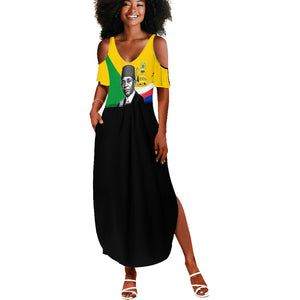 Personalized Comoros Independence Day Summer Maxi Dress Ahmed Abdallah Vintage Portrait Sketch