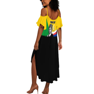 Personalized Comoros Independence Day Summer Maxi Dress Ahmed Abdallah Vintage Portrait Sketch