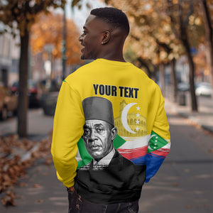 Personalized Comoros Independence Day Sweatshirt Ahmed Abdallah Vintage Portrait Sketch