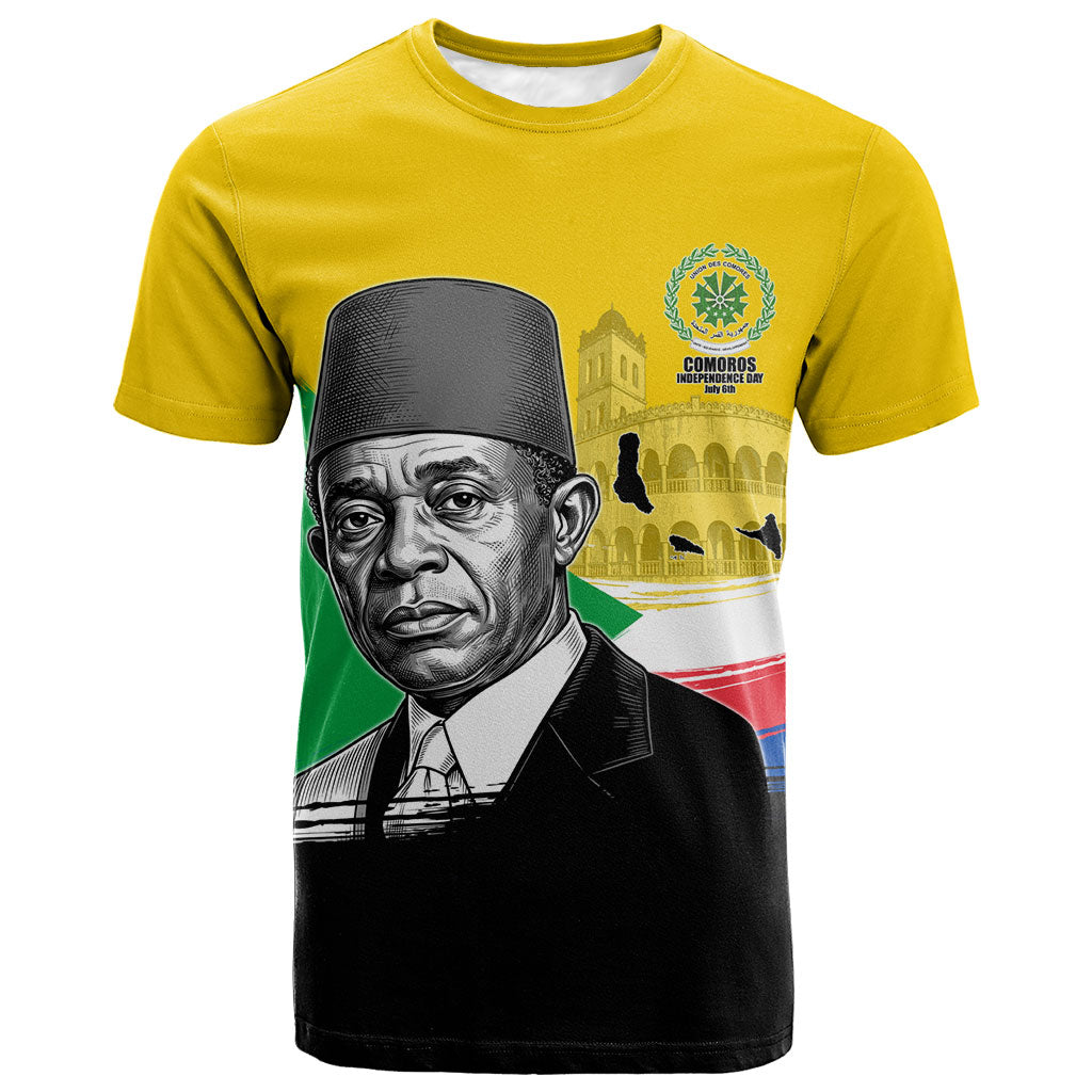 Personalized Comoros Independence Day T shirt Ahmed Abdallah Vintage Portrait Sketch