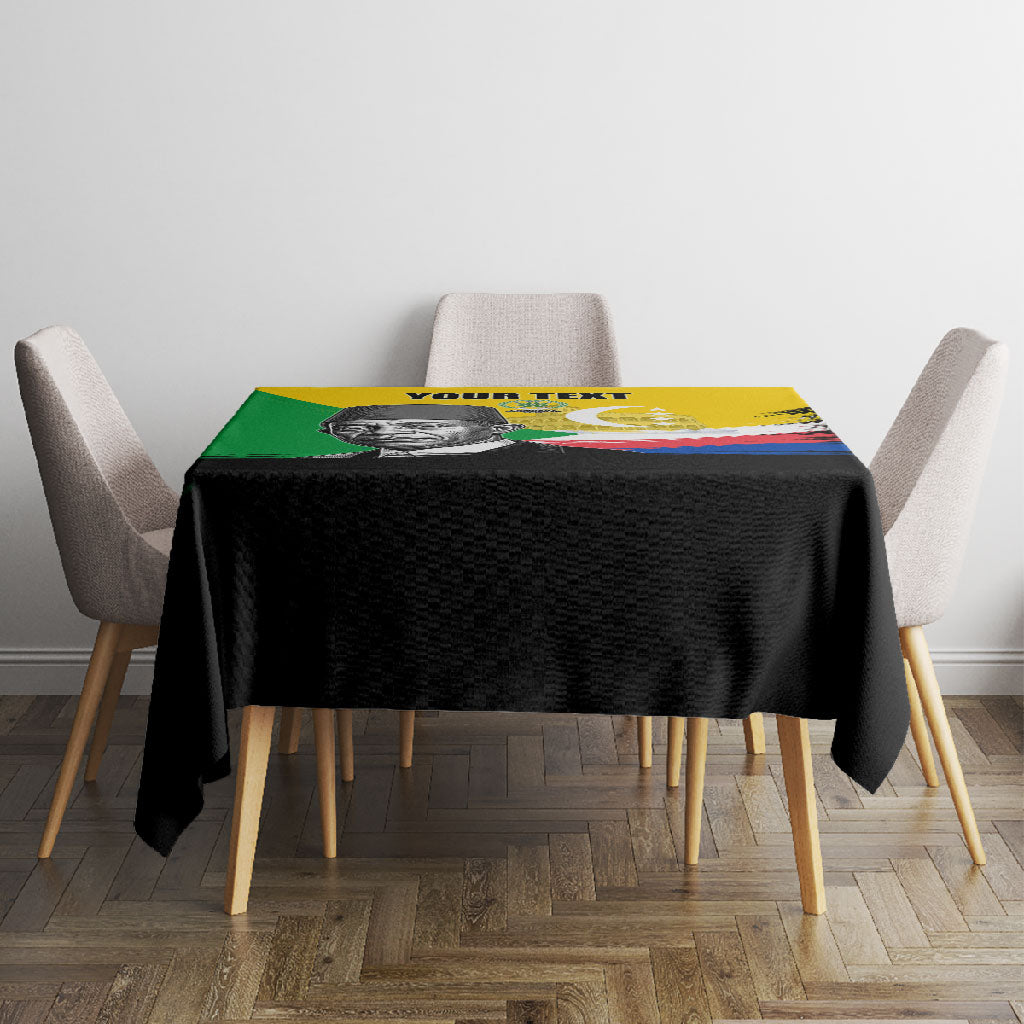 Personalized Comoros Independence Day Tablecloth Ahmed Abdallah Vintage Portrait Sketch