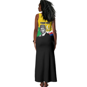 Personalized Comoros Independence Day Tank Maxi Dress Ahmed Abdallah Vintage Portrait Sketch