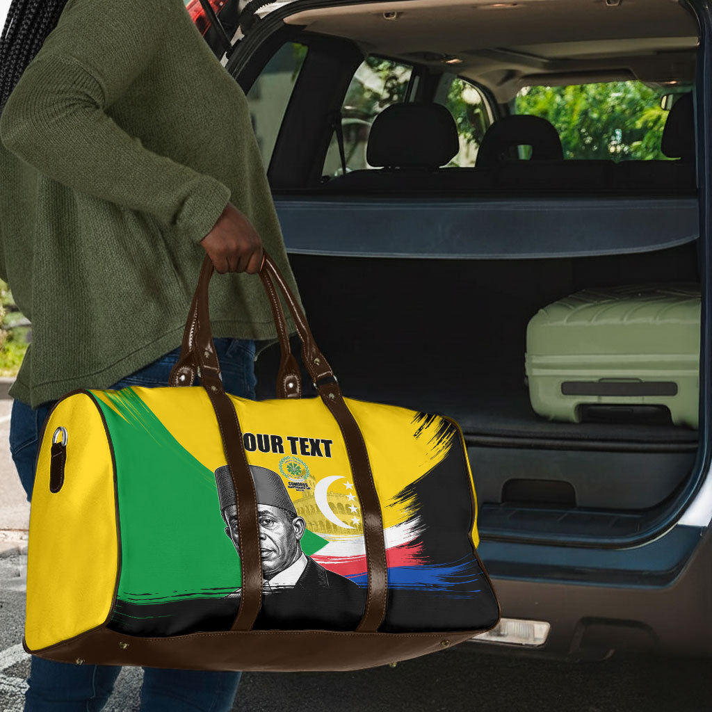 Personalized Comoros Independence Day Travel Bag Ahmed Abdallah Vintage Portrait Sketch