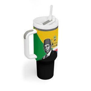 Personalized Comoros Independence Day Tumbler With Handle Ahmed Abdallah Vintage Portrait Sketch