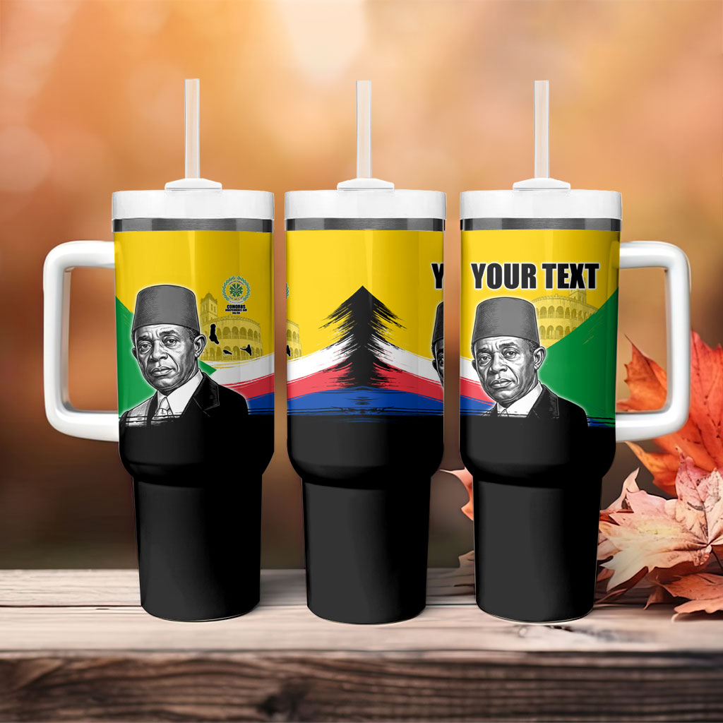 Personalized Comoros Independence Day Tumbler With Handle Ahmed Abdallah Vintage Portrait Sketch