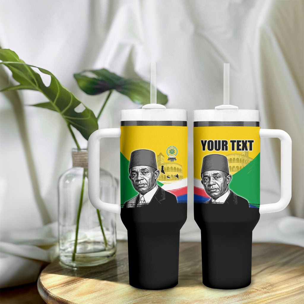 Personalized Comoros Independence Day Tumbler With Handle Ahmed Abdallah Vintage Portrait Sketch