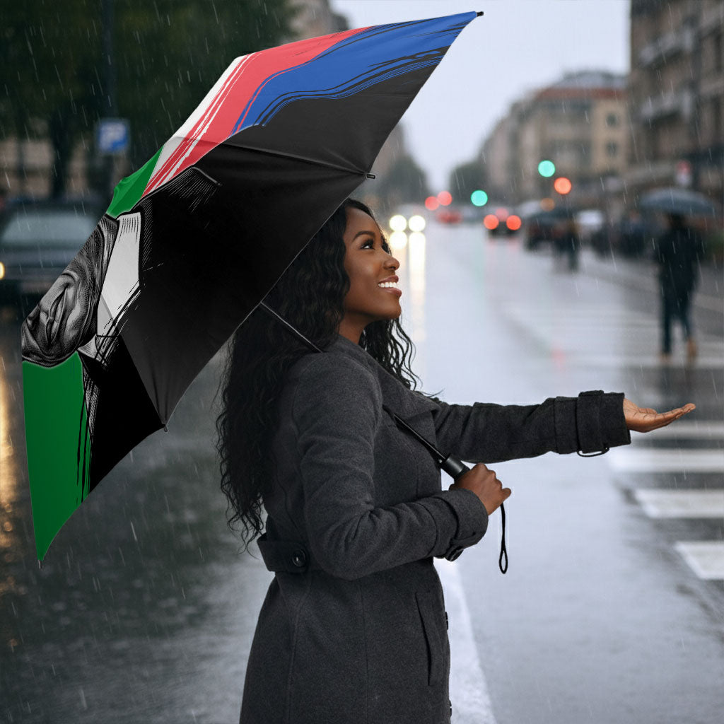 Personalized Comoros Independence Day Umbrella Ahmed Abdallah Vintage Portrait Sketch