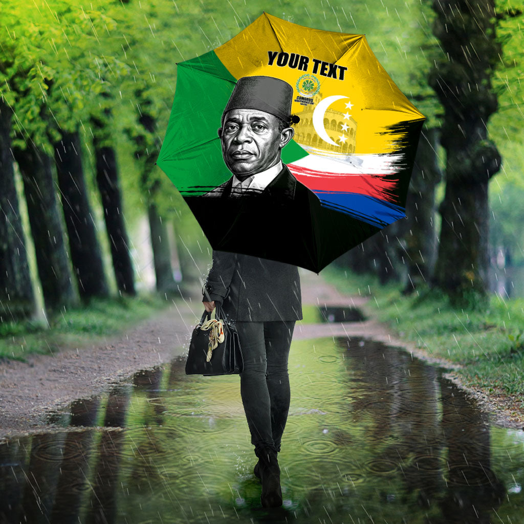 Personalized Comoros Independence Day Umbrella Ahmed Abdallah Vintage Portrait Sketch