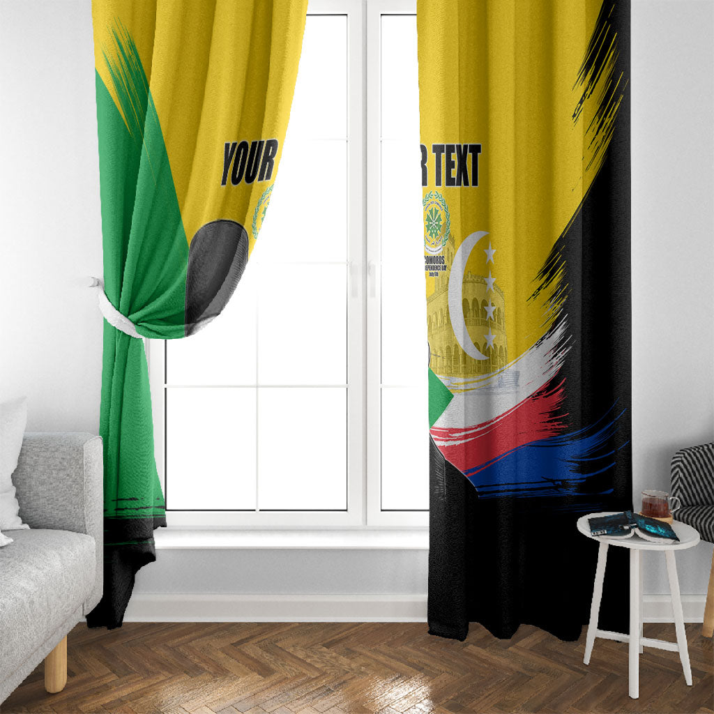Personalized Comoros Independence Day Window Curtain Ahmed Abdallah Vintage Portrait Sketch