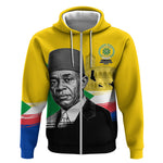 Personalized Comoros Independence Day Zip Hoodie Ahmed Abdallah Vintage Portrait Sketch