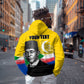 Personalized Comoros Independence Day Zip Hoodie Ahmed Abdallah Vintage Portrait Sketch