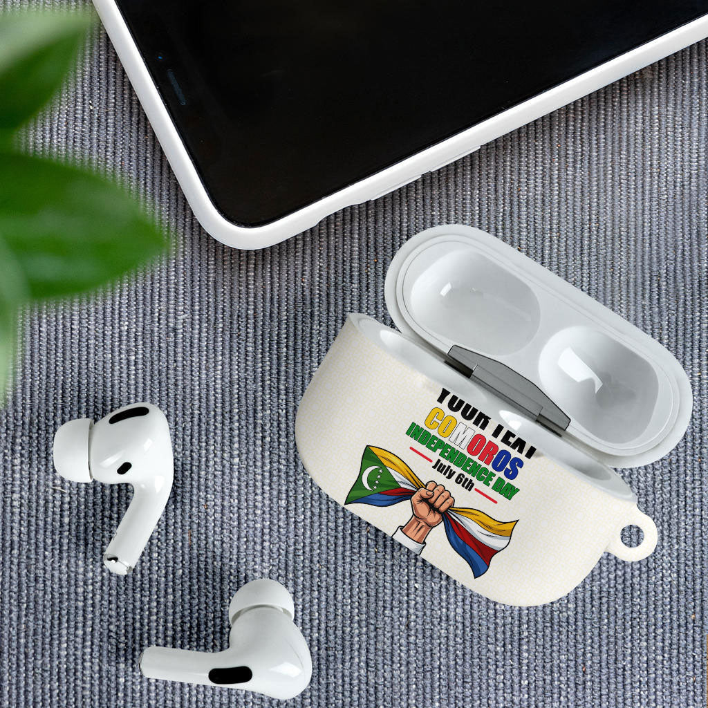 Personalized Comoros Independence Day AirPods Case July 6th National Pride Flag Graphic With Heritage Emblem