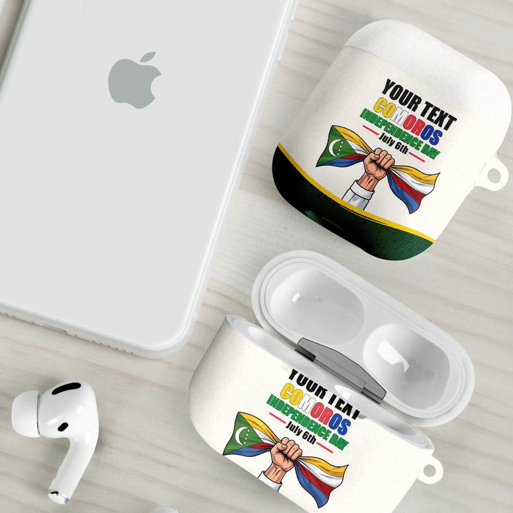 Personalized Comoros Independence Day AirPods Case July 6th National Pride Flag Graphic With Heritage Emblem