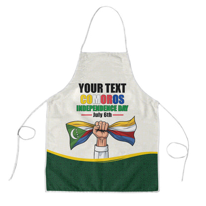 Personalized Comoros Independence Day Apron July 6th National Pride Flag Graphic With Heritage Emblem