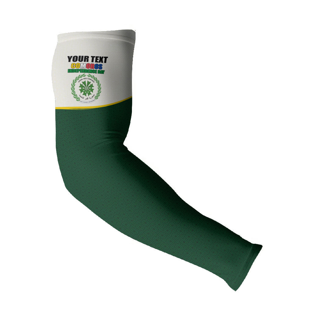 Personalized Comoros Independence Day Arm Sleeves July 6th National Pride Flag Graphic With Heritage Emblem