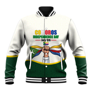 Personalized Comoros Independence Day Baseball Jacket July 6th National Pride Flag Graphic With Heritage Emblem