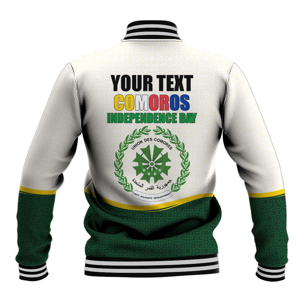 Personalized Comoros Independence Day Baseball Jacket July 6th National Pride Flag Graphic With Heritage Emblem