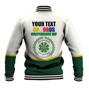 Personalized Comoros Independence Day Baseball Jacket July 6th National Pride Flag Graphic With Heritage Emblem
