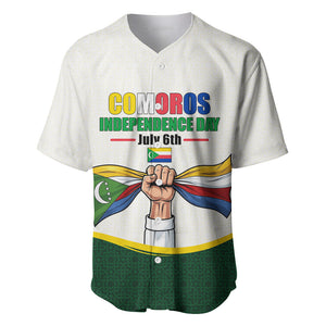 Personalized Comoros Independence Day Baseball Jersey July 6th National Pride Flag Graphic With Heritage Emblem