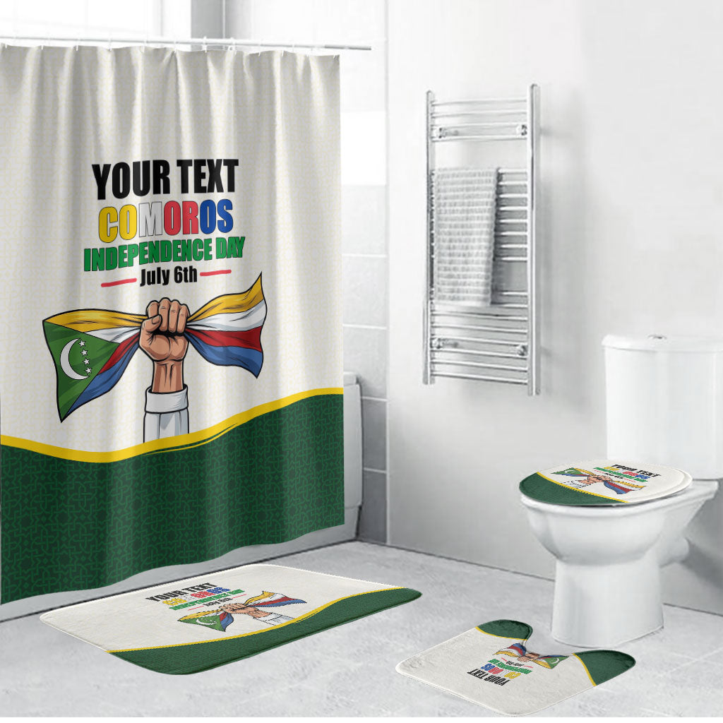 Personalized Comoros Independence Day Bathroom Set July 6th National Pride Flag Graphic With Heritage Emblem