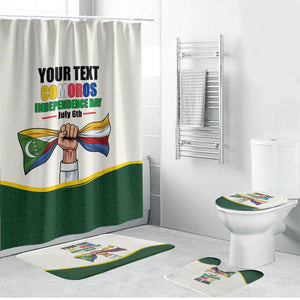 Personalized Comoros Independence Day Bathroom Set July 6th National Pride Flag Graphic With Heritage Emblem
