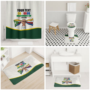 Personalized Comoros Independence Day Bathroom Set July 6th National Pride Flag Graphic With Heritage Emblem