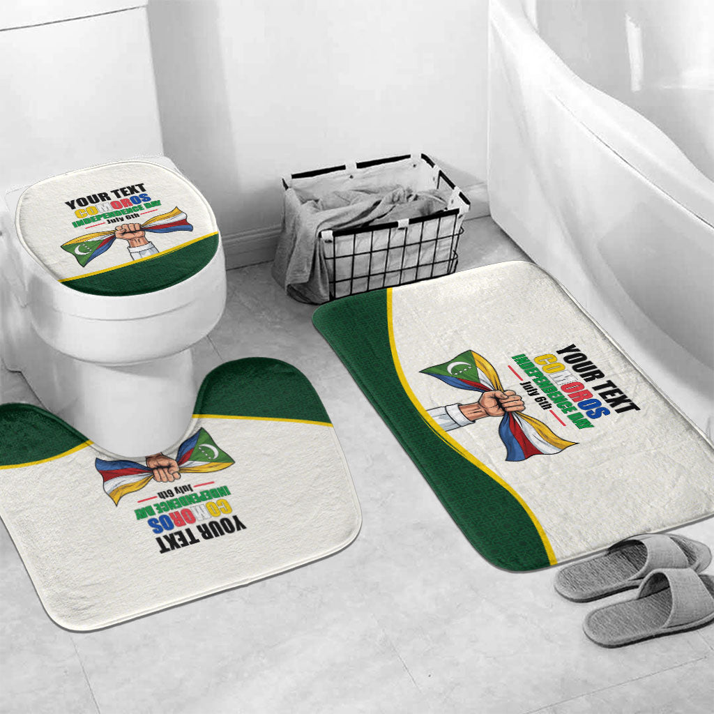 Personalized Comoros Independence Day Bathroom Set July 6th National Pride Flag Graphic With Heritage Emblem