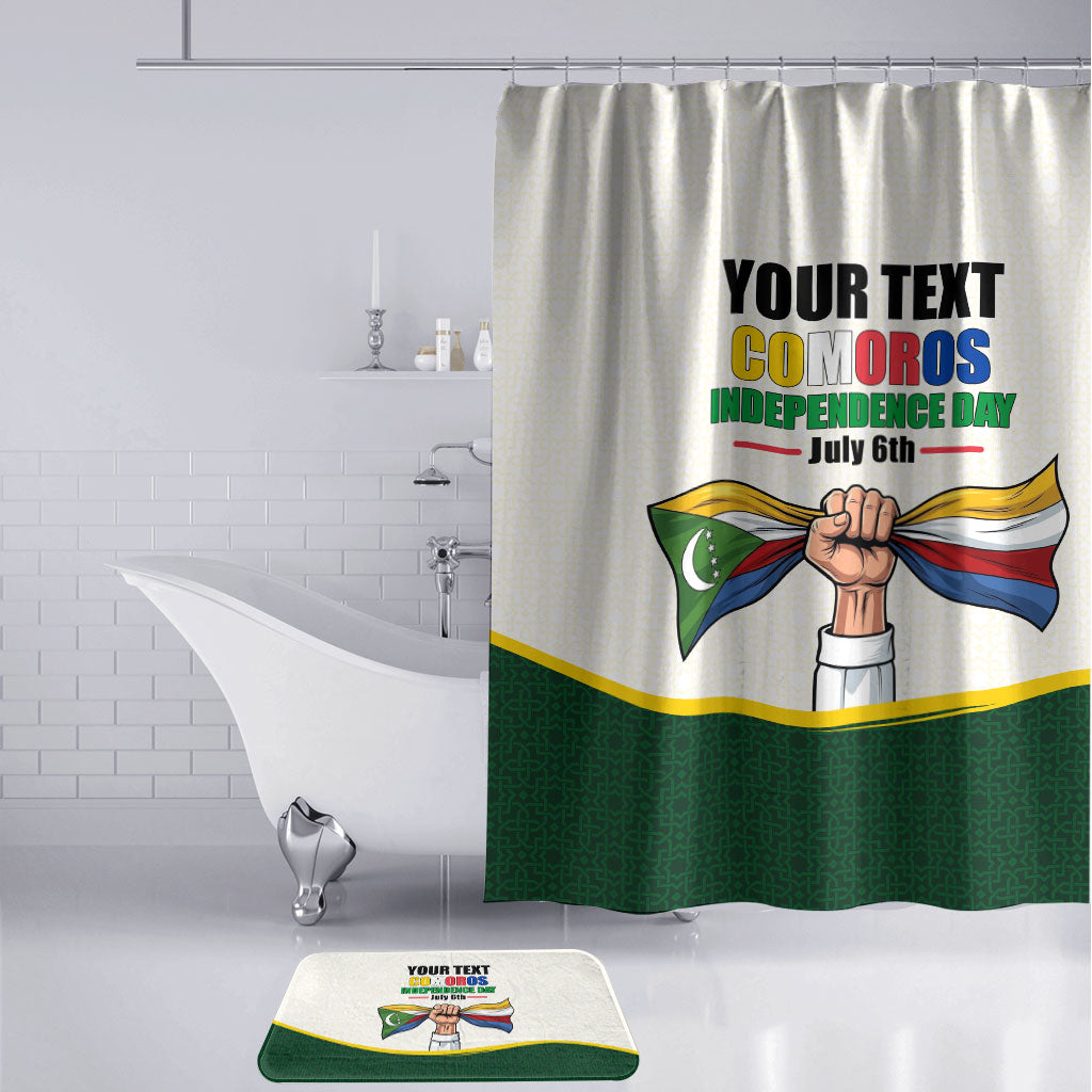 Personalized Comoros Independence Day Bathroom Set July 6th National Pride Flag Graphic With Heritage Emblem