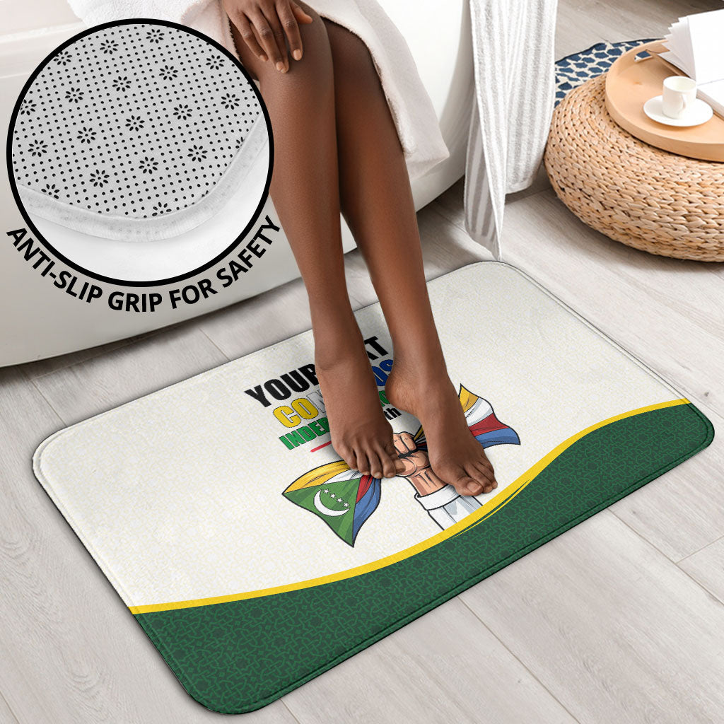Personalized Comoros Independence Day Bathroom Set July 6th National Pride Flag Graphic With Heritage Emblem