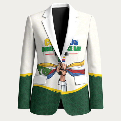 Personalized Comoros Independence Day Blazer July 6th National Pride Flag Graphic With Heritage Emblem