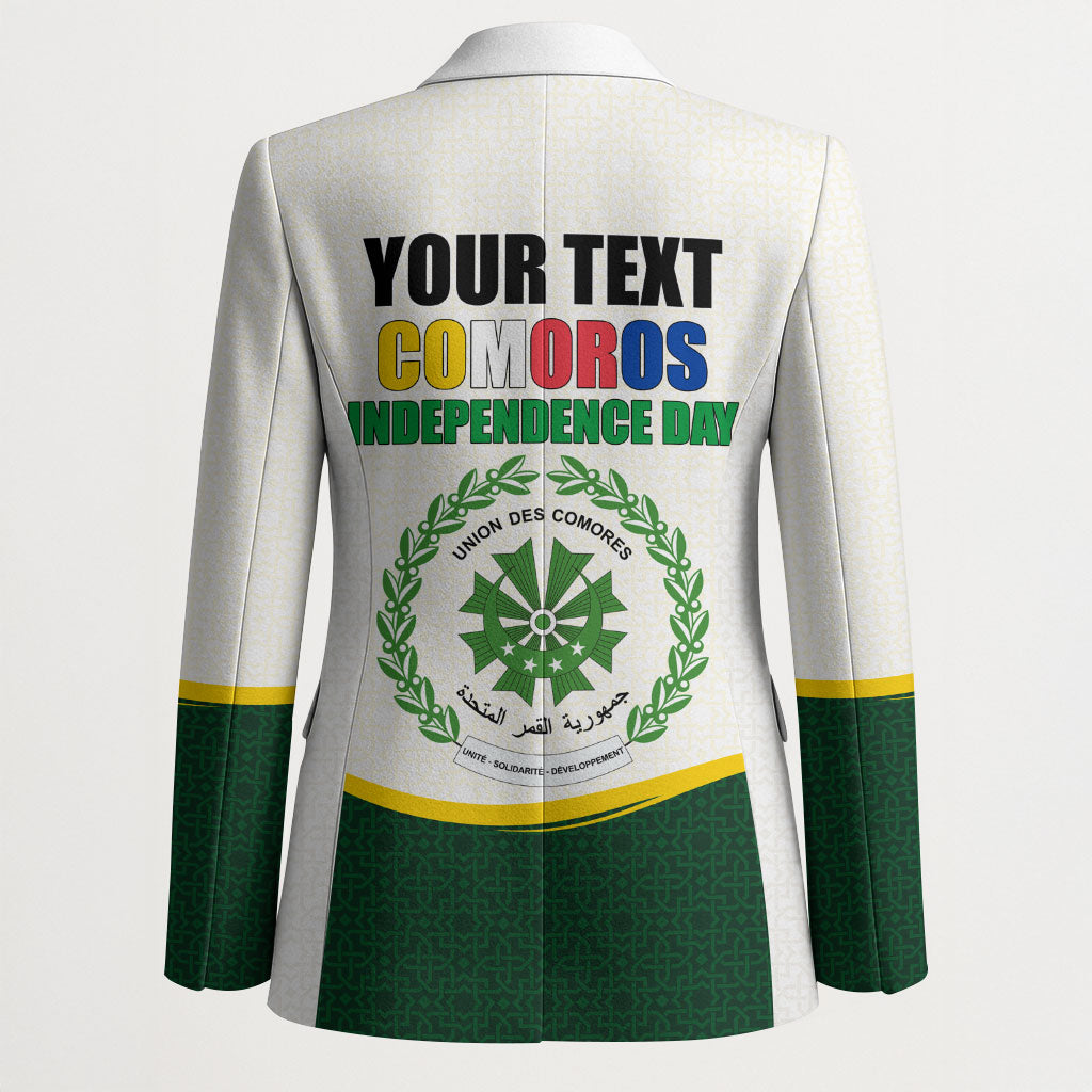 Personalized Comoros Independence Day Blazer July 6th National Pride Flag Graphic With Heritage Emblem