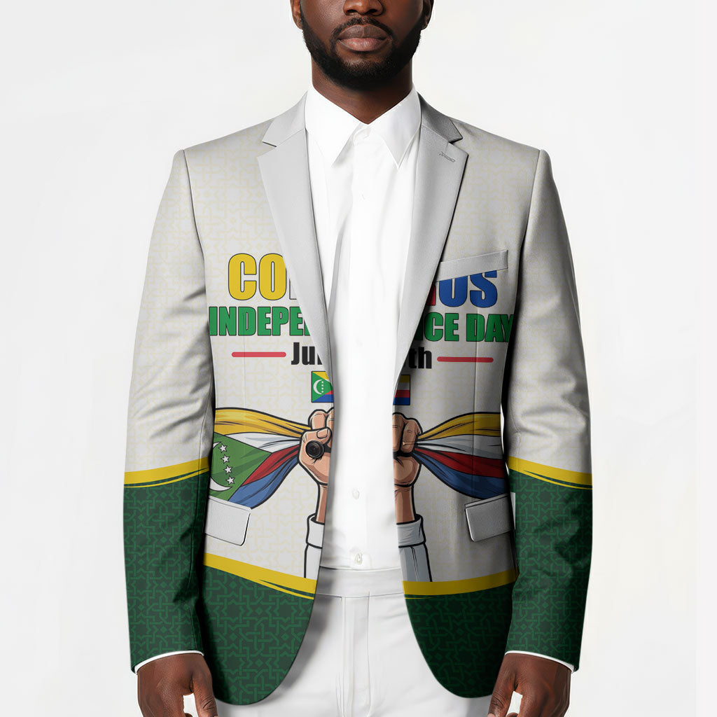 Personalized Comoros Independence Day Blazer July 6th National Pride Flag Graphic With Heritage Emblem