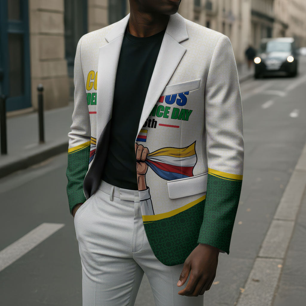 Personalized Comoros Independence Day Blazer July 6th National Pride Flag Graphic With Heritage Emblem