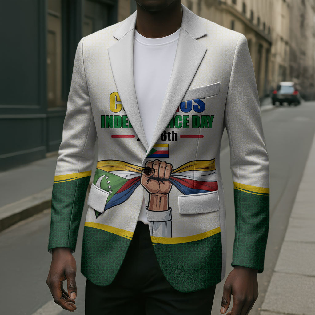 Personalized Comoros Independence Day Blazer July 6th National Pride Flag Graphic With Heritage Emblem