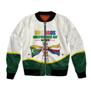 Personalized Comoros Independence Day Bomber Jacket July 6th National Pride Flag Graphic With Heritage Emblem