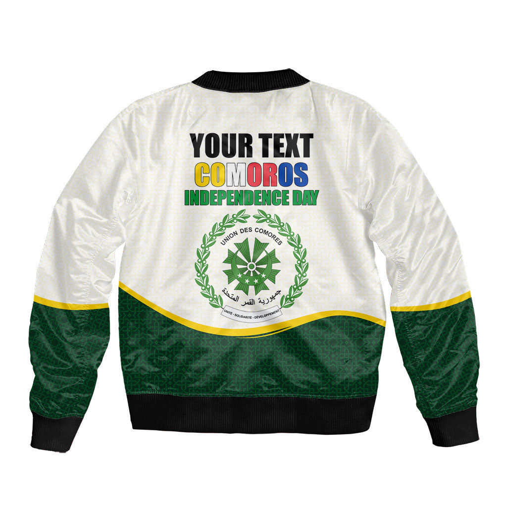 Personalized Comoros Independence Day Bomber Jacket July 6th National Pride Flag Graphic With Heritage Emblem