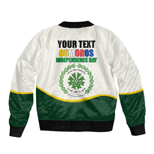 Personalized Comoros Independence Day Bomber Jacket July 6th National Pride Flag Graphic With Heritage Emblem