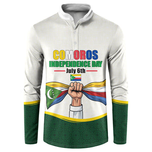 Personalized Comoros Independence Day Button Sweatshirt July 6th National Pride Flag Graphic With Heritage Emblem