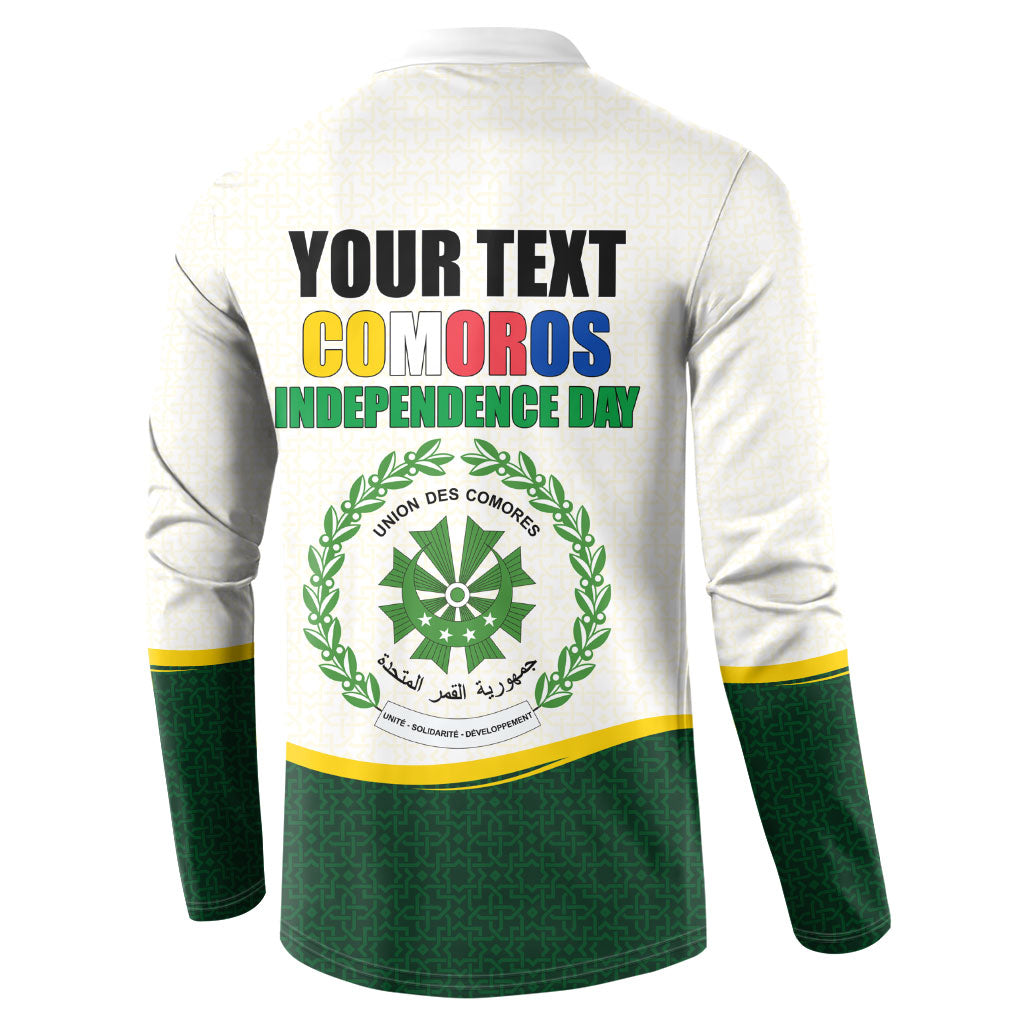 Personalized Comoros Independence Day Button Sweatshirt July 6th National Pride Flag Graphic With Heritage Emblem