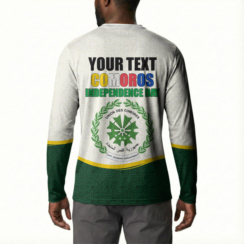 Personalized Comoros Independence Day Button Sweatshirt July 6th National Pride Flag Graphic With Heritage Emblem