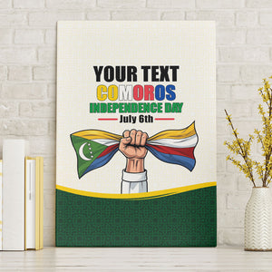 Personalized Comoros Independence Day Canvas Wall Art July 6th National Pride Flag Graphic With Heritage Emblem