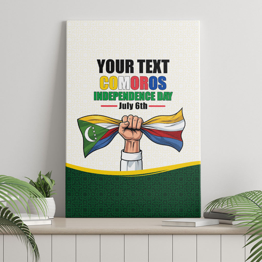 Personalized Comoros Independence Day Canvas Wall Art July 6th National Pride Flag Graphic With Heritage Emblem